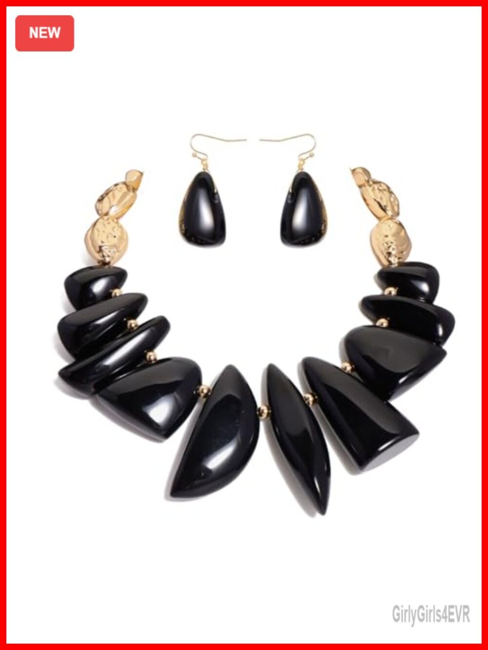 Chunky Beaded Necklace Set with Earrings Acrylic